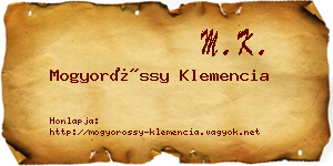 Mogyoróssy Klemencia névjegykártya